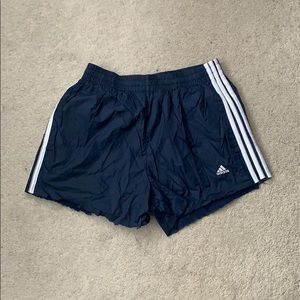 Navy blue Adidas track shorts